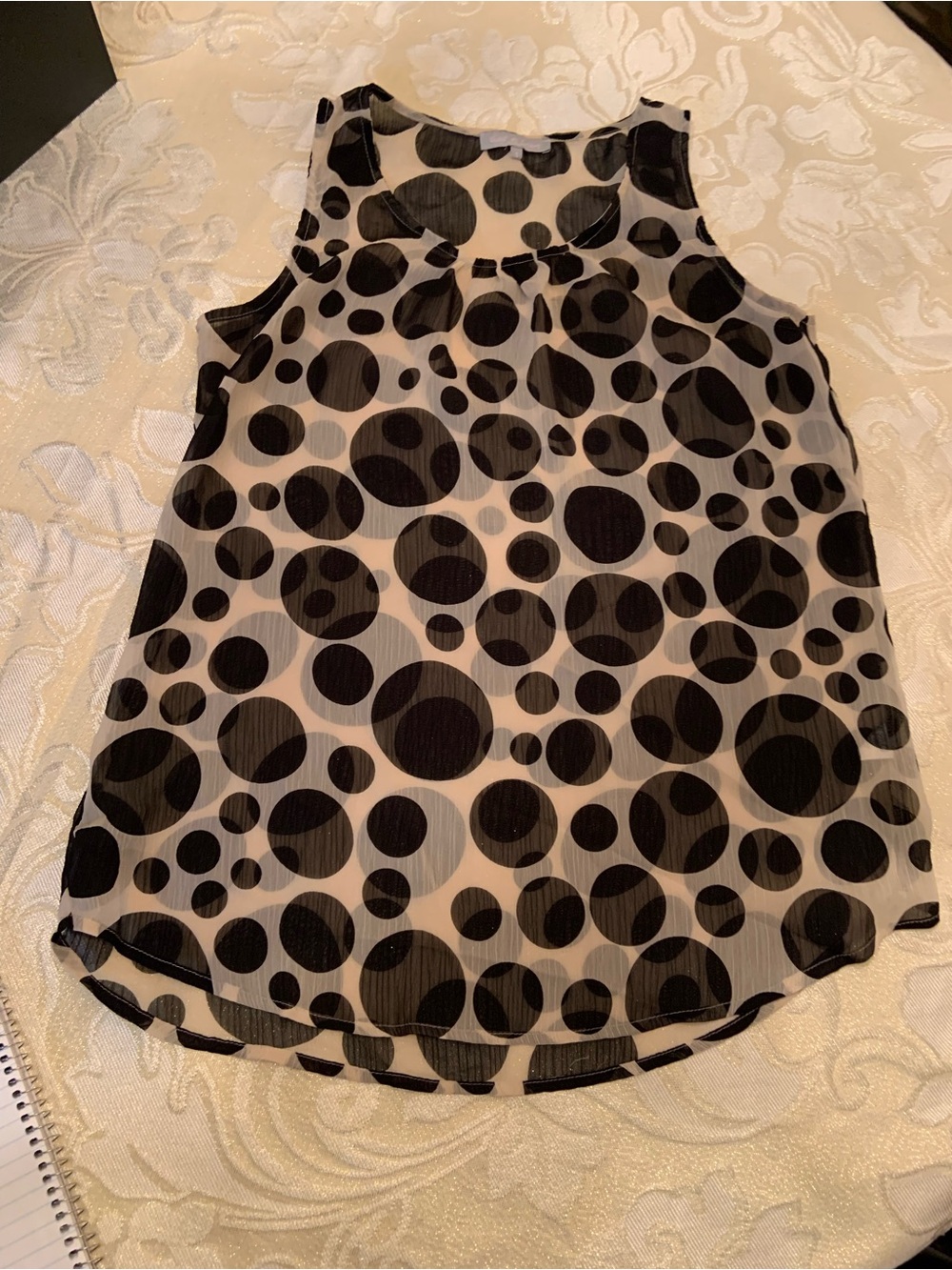 Violet & Claire Black Polka Dot Sleeveless Chiffon Camisole
